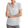 imageG4Free Lightbreeze UPF 50 Womens Workout Tops Short Sleeve Half Zip Golf Shirts Loose Fit Athletic Gym Tshirts RunningGray