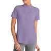 imageG4Free Lightbreeze UPF 50 Womens Workout Tops Short Sleeve Half Zip Golf Shirts Loose Fit Athletic Gym Tshirts RunningGray Purple