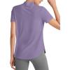 imageG4Free Lightbreeze UPF 50 Womens Workout Tops Short Sleeve Half Zip Golf Shirts Loose Fit Athletic Gym Tshirts RunningGray Purple