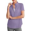 imageG4Free Lightbreeze UPF 50 Womens Workout Tops Short Sleeve Half Zip Golf Shirts Loose Fit Athletic Gym Tshirts RunningGray Purple