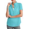 imageG4Free Lightbreeze UPF 50 Womens Workout Tops Short Sleeve Half Zip Golf Shirts Loose Fit Athletic Gym Tshirts RunningLake Blue