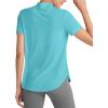 imageG4Free Lightbreeze UPF 50 Womens Workout Tops Short Sleeve Half Zip Golf Shirts Loose Fit Athletic Gym Tshirts RunningLake Blue
