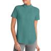imageG4Free Lightbreeze UPF 50 Womens Workout Tops Short Sleeve Half Zip Golf Shirts Loose Fit Athletic Gym Tshirts RunningMyrtle Green