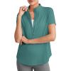 imageG4Free Lightbreeze UPF 50 Womens Workout Tops Short Sleeve Half Zip Golf Shirts Loose Fit Athletic Gym Tshirts RunningMyrtle Green