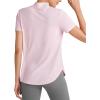 imageG4Free Lightbreeze UPF 50 Womens Workout Tops Short Sleeve Half Zip Golf Shirts Loose Fit Athletic Gym Tshirts RunningPink