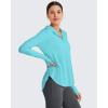 imageG4Free Lightbreeze Womens UPF 50 Sun Shirts with Hoodie Long Sleeve Workout Tops Button Up Rash Guard HikingLake Blue