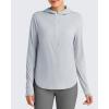 imageG4Free Lightbreeze Womens UPF 50 Sun Shirts with Hoodie Long Sleeve Workout Tops Half Zip Rash Guard Hiking FishingGray