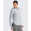 imageG4Free Lightbreeze Womens UPF 50 Sun Shirts with Hoodie Long Sleeve Workout Tops Half Zip Rash Guard Hiking FishingGray