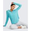 imageG4Free Lightbreeze Womens UPF 50 Sun Shirts with Hoodie Long Sleeve Workout Tops Half Zip Rash Guard Hiking FishingLake Blue
