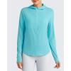 imageG4Free Lightbreeze Womens UPF 50 Sun Shirts with Hoodie Long Sleeve Workout Tops Half Zip Rash Guard Hiking FishingLake Blue