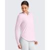 imageG4Free Lightbreeze Womens UPF 50 Sun Shirts with Hoodie Long Sleeve Workout Tops Half Zip Rash Guard Hiking FishingPink