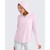 imageG4Free Lightbreeze Womens UPF 50 Sun Shirts with Hoodie Long Sleeve Workout Tops Half Zip Rash Guard Hiking FishingPink