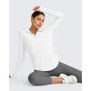 imageG4Free Lightbreeze Womens UPF 50 Sun Shirts with Hoodie Long Sleeve Workout Tops Half Zip Rash Guard Hiking FishingWhite