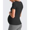 imageG4Free Lightweight Maternity Shirts Short Sleeve V Neck Pregnancy Workout Tops Side Ruched Stretchy Yoga Lounge TeesBlack