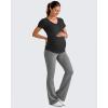 imageG4Free Lightweight Maternity Shirts Short Sleeve V Neck Pregnancy Workout Tops Side Ruched Stretchy Yoga Lounge TeesBlack