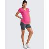 imageG4Free Lightweight Maternity Shirts Short Sleeve V Neck Pregnancy Workout Tops Side Ruched Stretchy Yoga Lounge TeesHot Pink