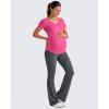 imageG4Free Lightweight Maternity Shirts Short Sleeve V Neck Pregnancy Workout Tops Side Ruched Stretchy Yoga Lounge TeesHot Pink