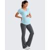 imageG4Free Lightweight Maternity Shirts Short Sleeve V Neck Pregnancy Workout Tops Side Ruched Stretchy Yoga Lounge TeesLight Blue