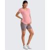 imageG4Free Lightweight Maternity Shirts Short Sleeve V Neck Pregnancy Workout Tops Side Ruched Stretchy Yoga Lounge TeesPink