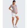 imageG4Free Lightweight Maternity Shirts Short Sleeve V Neck Pregnancy Workout Tops Side Ruched Stretchy Yoga Lounge TeesPurple