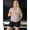 imageG4Free Lightweight Maternity Shirts Short Sleeve V Neck Pregnancy Workout Tops Side Ruched Stretchy Yoga Lounge TeesPurple