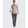imageG4Free Lightweight Maternity Shirts Short Sleeve V Neck Pregnancy Workout Tops Side Ruched Stretchy Yoga Lounge TeesPurple