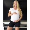 imageG4Free Lightweight Maternity Shirts Short Sleeve V Neck Pregnancy Workout Tops Side Ruched Stretchy Yoga Lounge TeesWhite