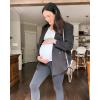 imageG4Free Lightweight Maternity Shirts Short Sleeve V Neck Pregnancy Workout Tops Side Ruched Stretchy Yoga Lounge TeesWhite