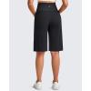 imageG4Free Maternity Athletic Shorts with Pockets Over The Belly Stretchy Workout Pants Pregnancy Wide Leg Bermuda CasualBlack