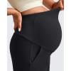 imageG4Free Maternity Athletic Shorts with Pockets Over The Belly Stretchy Workout Pants Pregnancy Wide Leg Bermuda CasualBlack