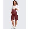 imageG4Free Maternity Athletic Shorts with Pockets Over The Belly Stretchy Workout Pants Pregnancy Wide Leg Bermuda CasualDark Burgundy