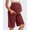 imageG4Free Maternity Athletic Shorts with Pockets Over The Belly Stretchy Workout Pants Pregnancy Wide Leg Bermuda CasualDark Burgundy