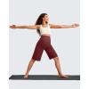 imageG4Free Maternity Athletic Shorts with Pockets Over The Belly Stretchy Workout Pants Pregnancy Wide Leg Bermuda CasualDark Burgundy