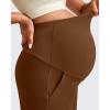 imageG4Free Maternity Athletic Shorts with Pockets Over The Belly Stretchy Workout Pants Pregnancy Wide Leg Bermuda CasualDark Coffee