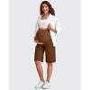 imageG4Free Maternity Athletic Shorts with Pockets Over The Belly Stretchy Workout Pants Pregnancy Wide Leg Bermuda CasualDark Coffee