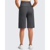 imageG4Free Maternity Athletic Shorts with Pockets Over The Belly Stretchy Workout Pants Pregnancy Wide Leg Bermuda CasualDark Gray