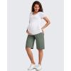 imageG4Free Maternity Athletic Shorts with Pockets Over The Belly Stretchy Workout Pants Pregnancy Wide Leg Bermuda CasualGray Sage