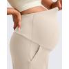 imageG4Free Maternity Athletic Shorts with Pockets Over The Belly Stretchy Workout Pants Pregnancy Wide Leg Bermuda CasualLight Khaki