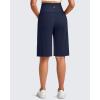 imageG4Free Maternity Athletic Shorts with Pockets Over The Belly Stretchy Workout Pants Pregnancy Wide Leg Bermuda CasualRoyal Blue