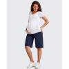 imageG4Free Maternity Athletic Shorts with Pockets Over The Belly Stretchy Workout Pants Pregnancy Wide Leg Bermuda CasualRoyal Blue