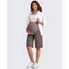imageG4Free Maternity Athletic Shorts with Pockets Over The Belly Stretchy Workout Pants Pregnancy Wide Leg Bermuda CasualTaupe