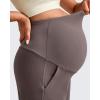 imageG4Free Maternity Athletic Shorts with Pockets Over The Belly Stretchy Workout Pants Pregnancy Wide Leg Bermuda CasualTaupe
