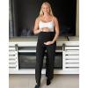 imageG4Free Maternity Dress Yoga Pants with Pockets Over The Belly Stretchy Work Slack Pregnancy Wide Leg Lounge TrousersBlack