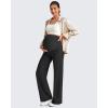 imageG4Free Maternity Dress Yoga Pants with Pockets Over The Belly Stretchy Work Slack Pregnancy Wide Leg Lounge TrousersBlack