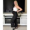 imageG4Free Maternity Dress Yoga Pants with Pockets Over The Belly Stretchy Work Slack Pregnancy Wide Leg Lounge TrousersBlack
