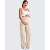 imageG4Free Maternity Dress Yoga Pants with Pockets Over The Belly Stretchy Work Slack Pregnancy Wide Leg Lounge TrousersLight Khaki