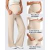 imageG4Free Maternity Dress Yoga Pants with Pockets Over The Belly Stretchy Work Slack Pregnancy Wide Leg Lounge TrousersLight Khaki
