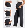imageG4Free Maternity Pants Over The Belly Yoga Dress Work Pregnancy Pants Stretchy Lounge Wide Leg Trousers with PocketsBlack