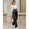 imageG4Free Maternity Pants Over The Belly Yoga Dress Work Pregnancy Pants Stretchy Lounge Wide Leg Trousers with PocketsBlack
