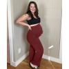 imageG4Free Maternity Pants Over The Belly Yoga Dress Work Pregnancy Pants Stretchy Lounge Wide Leg Trousers with PocketsDark Burgundy